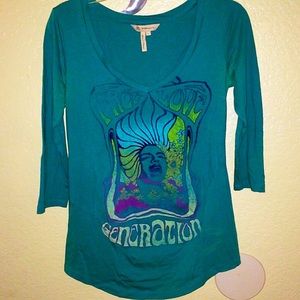BCBGeneration Free Love T Shirt hippie sixties Jimi Hendrix experience boho